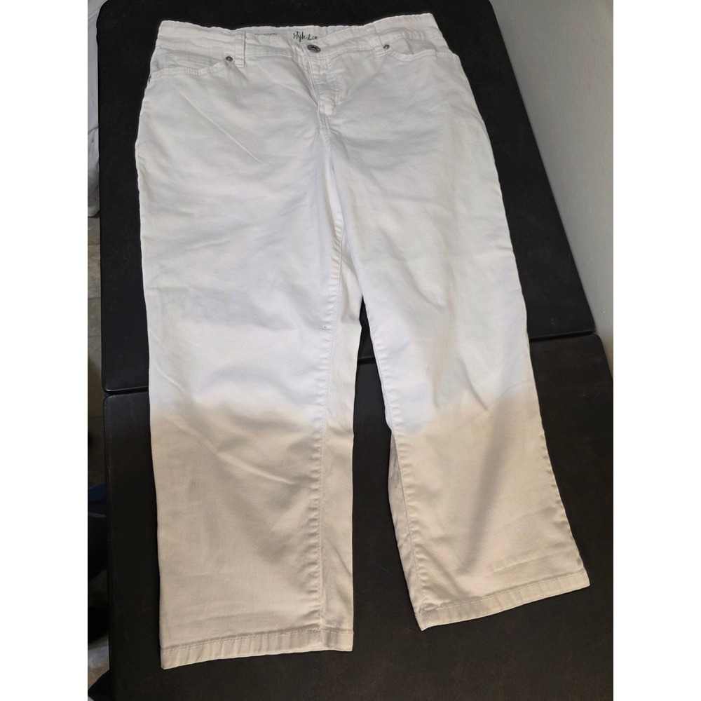 Style & Co Curvy Capri Pants Womens 12 White Denim Cropped Jeans Stretch Cotton
